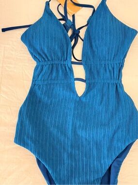 Blue Textured One-Piece Seller would not accept a return, so never worn. 10/12